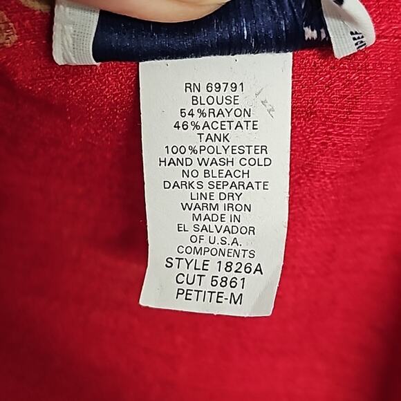 c. b. collections Petite Womens Button Front Short Sleeve Animal Print Top Sz PM - Picture 9 of 9